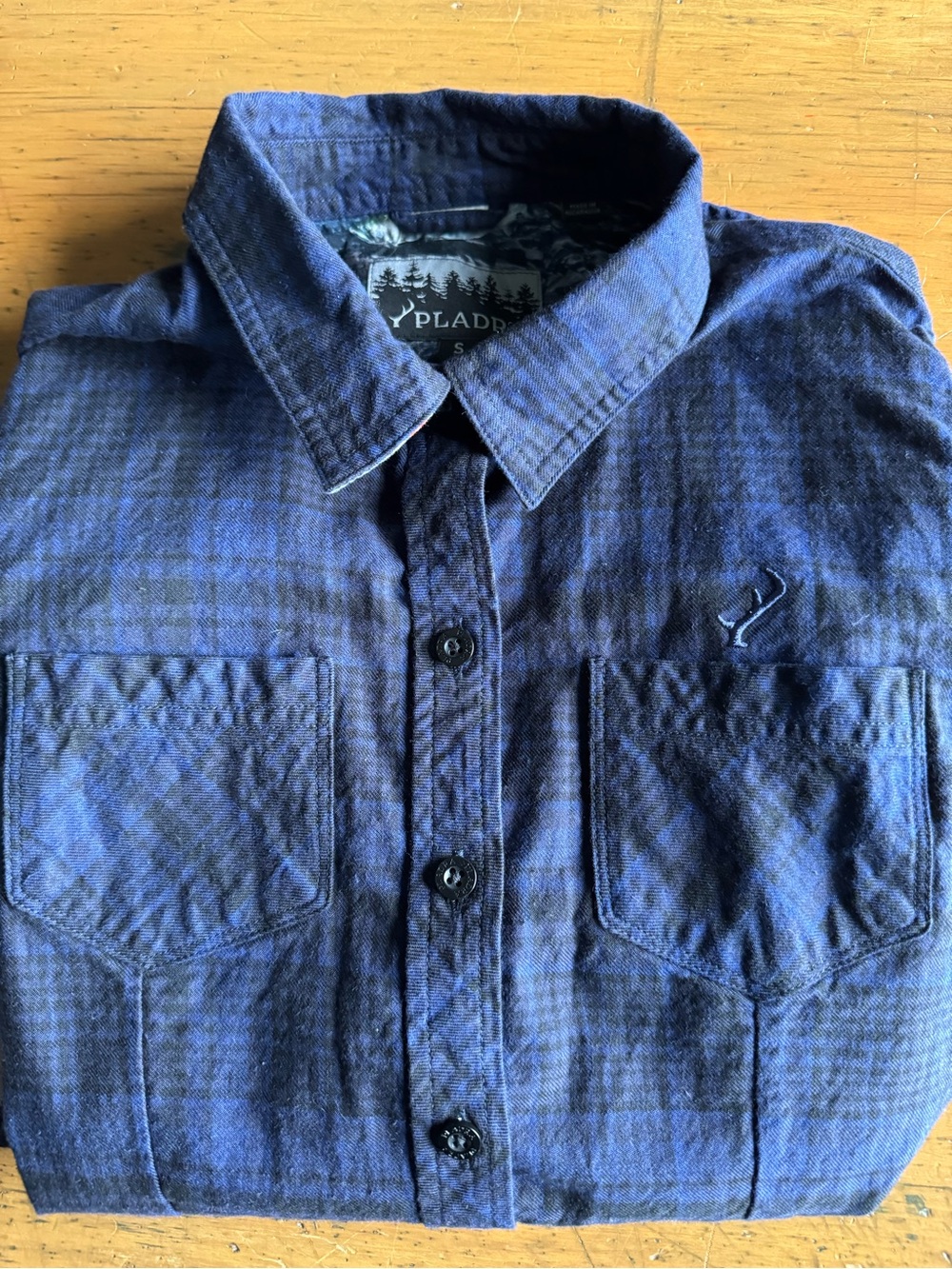 Women's Pladra Everyday Flannel Navy Blue Button-Down Plaid Shirt
